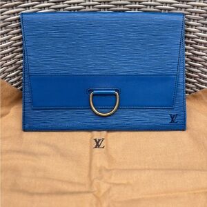 Authentic Louis Vuitton Pochette Lena blue Epi clutch
